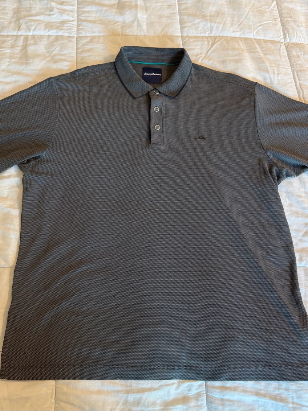 Tommy Bahama Men's XL Gray Solid Knit Polo SS Modal/Poly Embroidered Logo